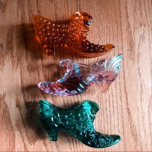 3 pack 6 inch FENTON GLASS Decor Shoes